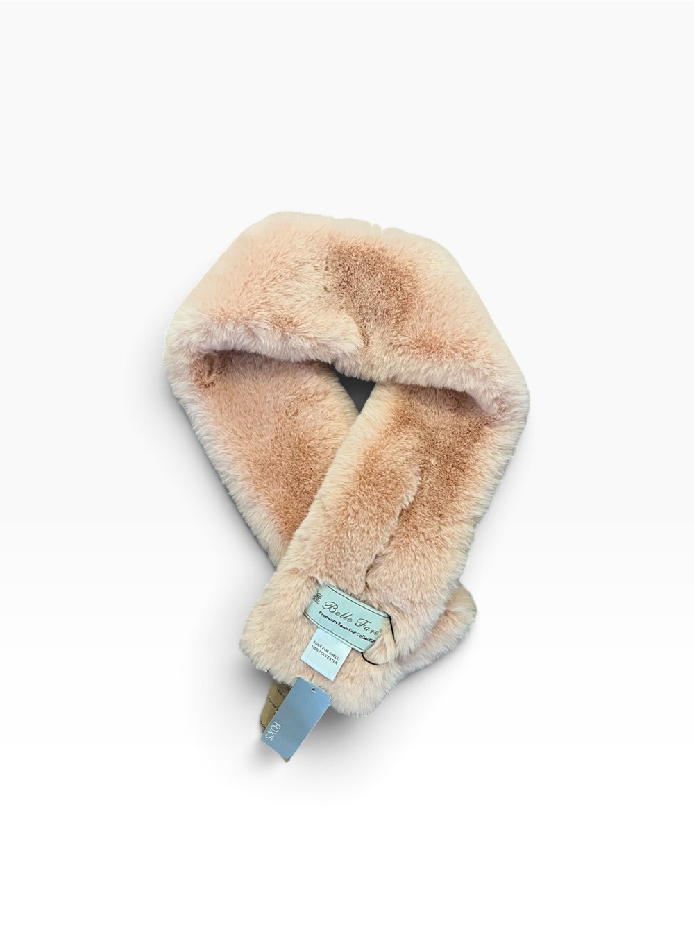 NWT Belle Fare “Svalbard” Faux Real Faux Fur Pull-Through Scarf in Blush Pink